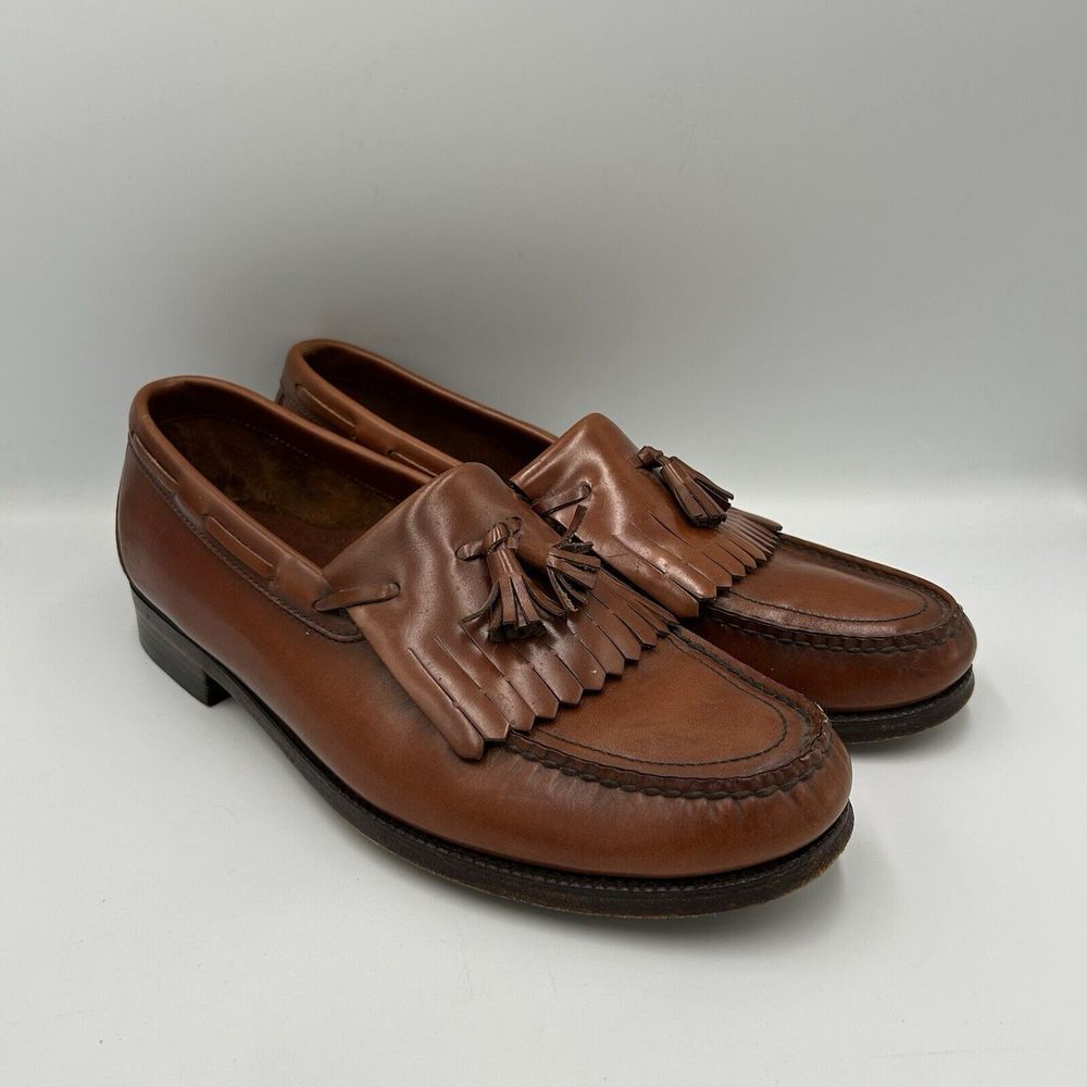 SAS Brown Leather Slip On Kilt Tassel Moc‎ Toe Dress Loafers Mens 10.5 M